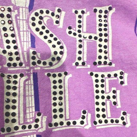 EUC Sweet Claire Purple Rhinestone Nashville Graphic Tee - Picture 6 of 10